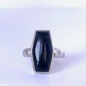 Lapis Lazuli Shield  Sterling Silver Ring Signed LUC (Lucas Lamenth) Size 11